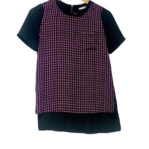 Halogen Oversized Neon Pink Grid-Pattern Top